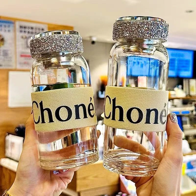 单层玻璃杯带盖创意便携女士可爱情侣简约潮流大容量学生韩版耐热