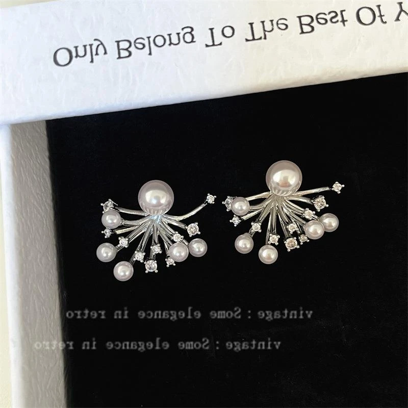 铜合金锆石耳饰 时尚高级感锆石烟花耳钉女温柔甜美轻奢优雅精致