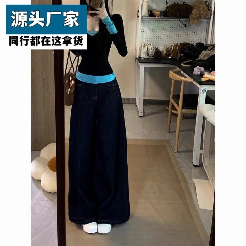 梵乐芬大码胖mm韩系撞色假两件长袖T恤女早秋新款修身显瘦纯欲辣