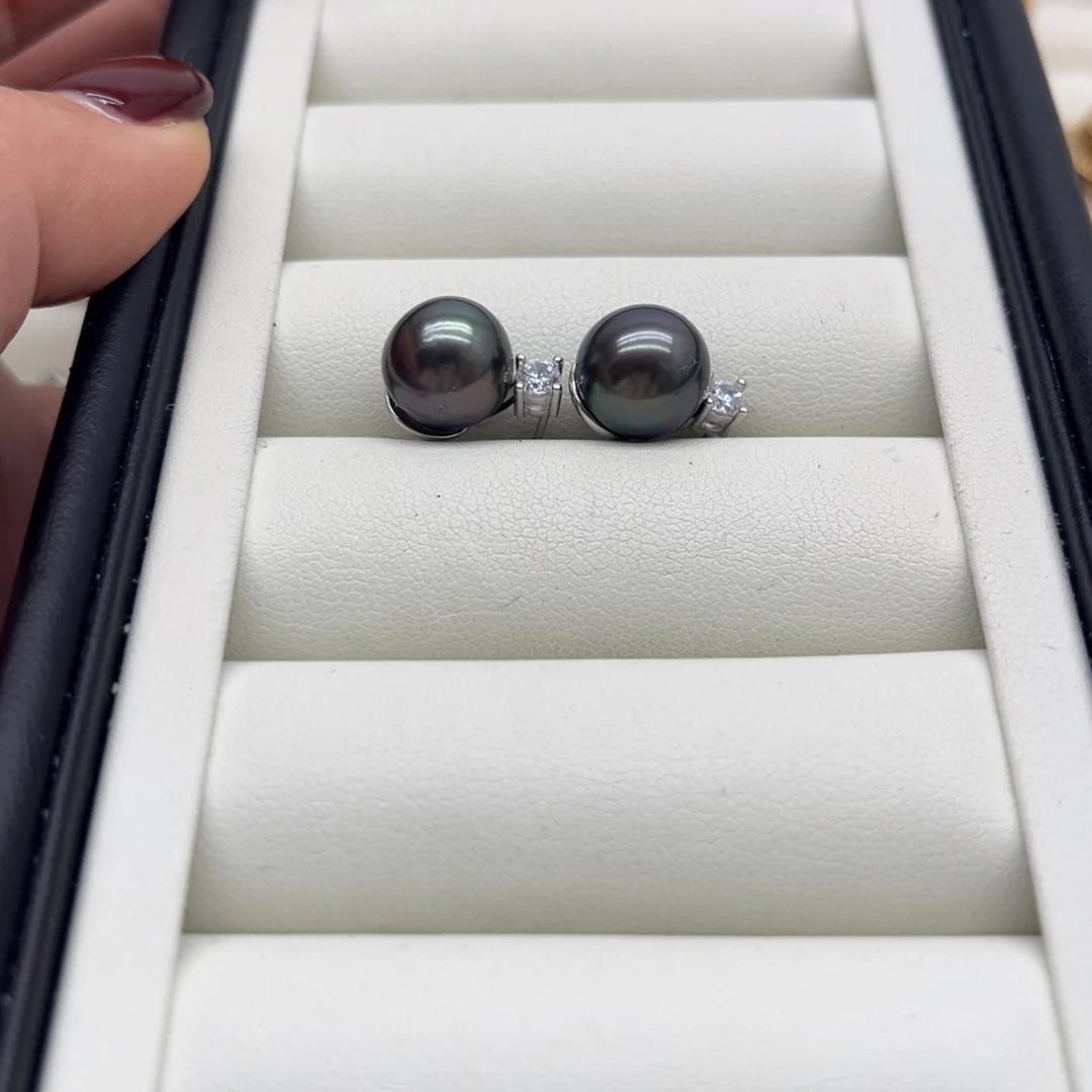 银S925镶嵌耳饰海水珍珠