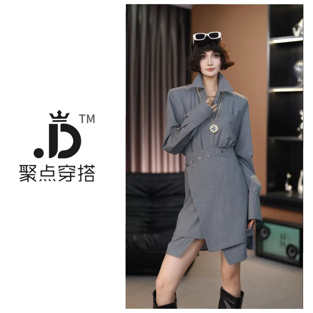 JUDIAN-【灰色漠然】设计师款两件套连衣裙8jd569431