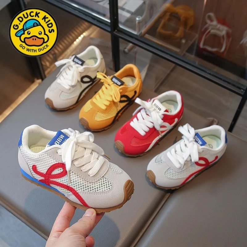 小黄鸭儿童运动鞋2025春夏新款女童鞋子男童透气单网鞋中大童软底