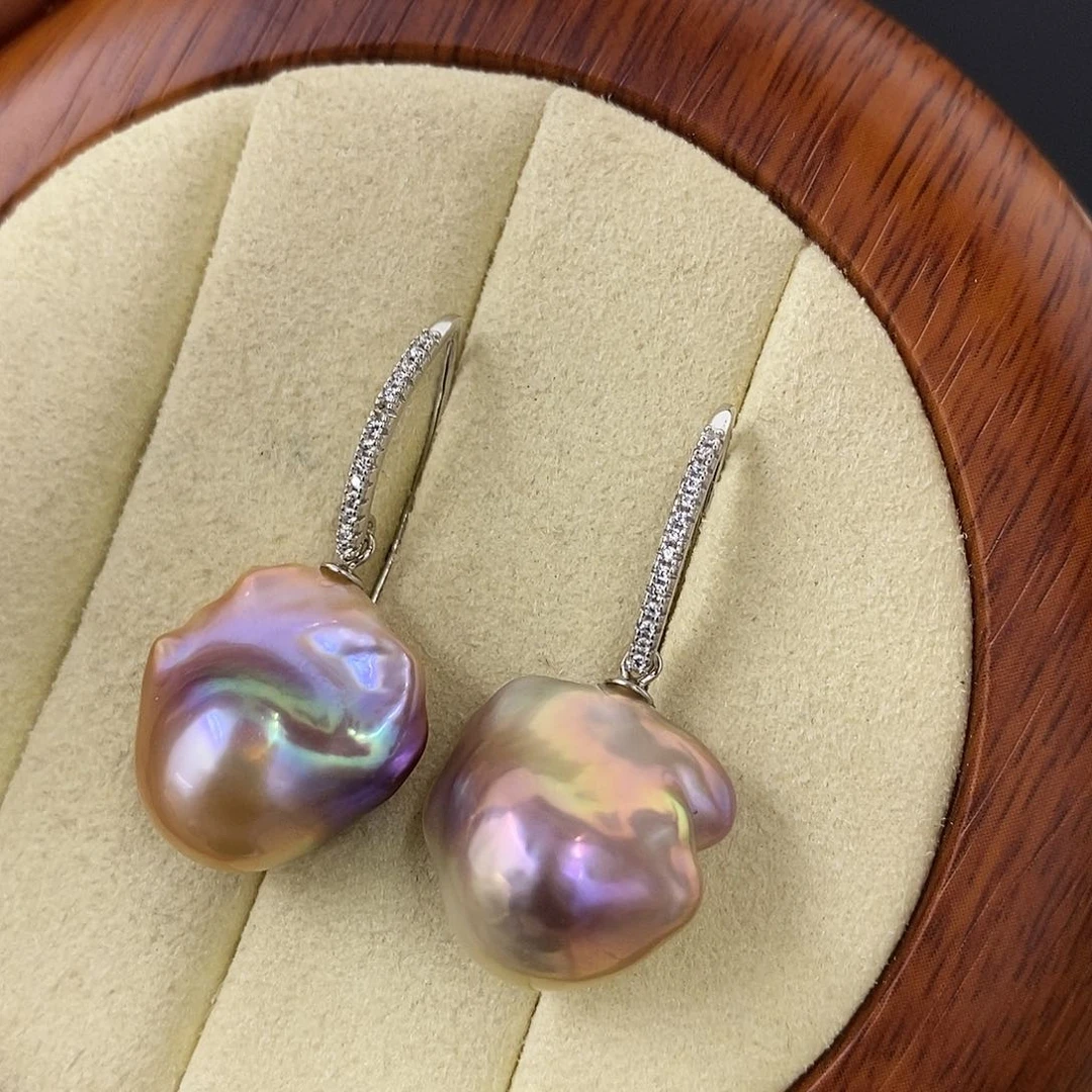淡水珍珠耳饰银S925镶嵌