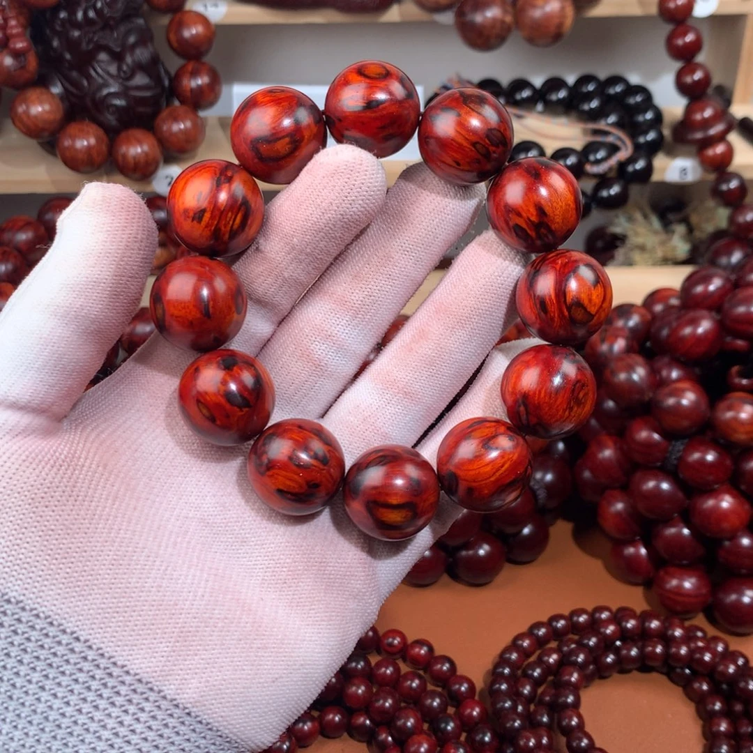 染料紫檀（血檀）2.0泥料芝麻花-火焰纹