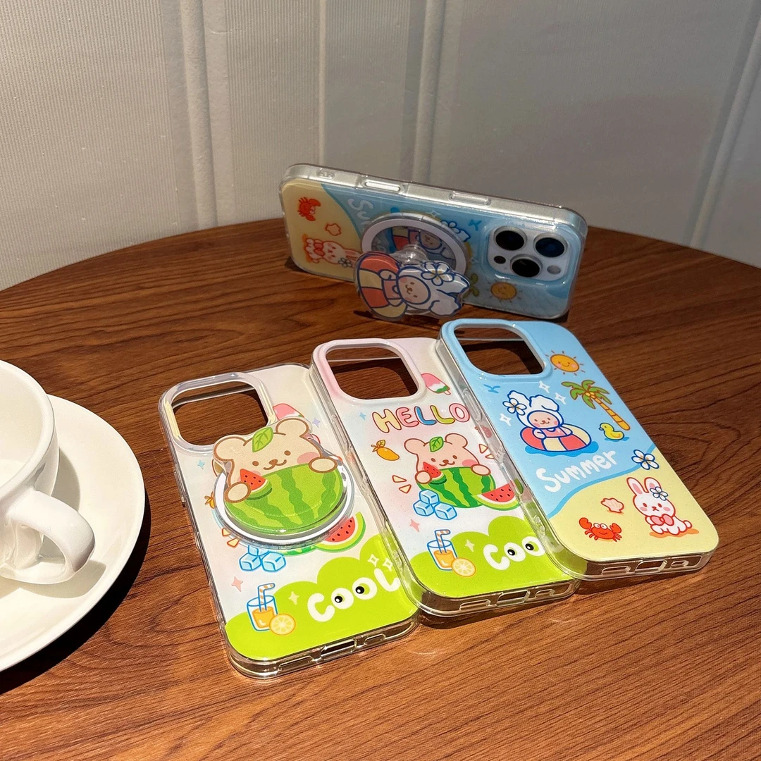 轻奢高级磁吸款手机壳16pro手机保护套iphone17卡通壳支架壳全包