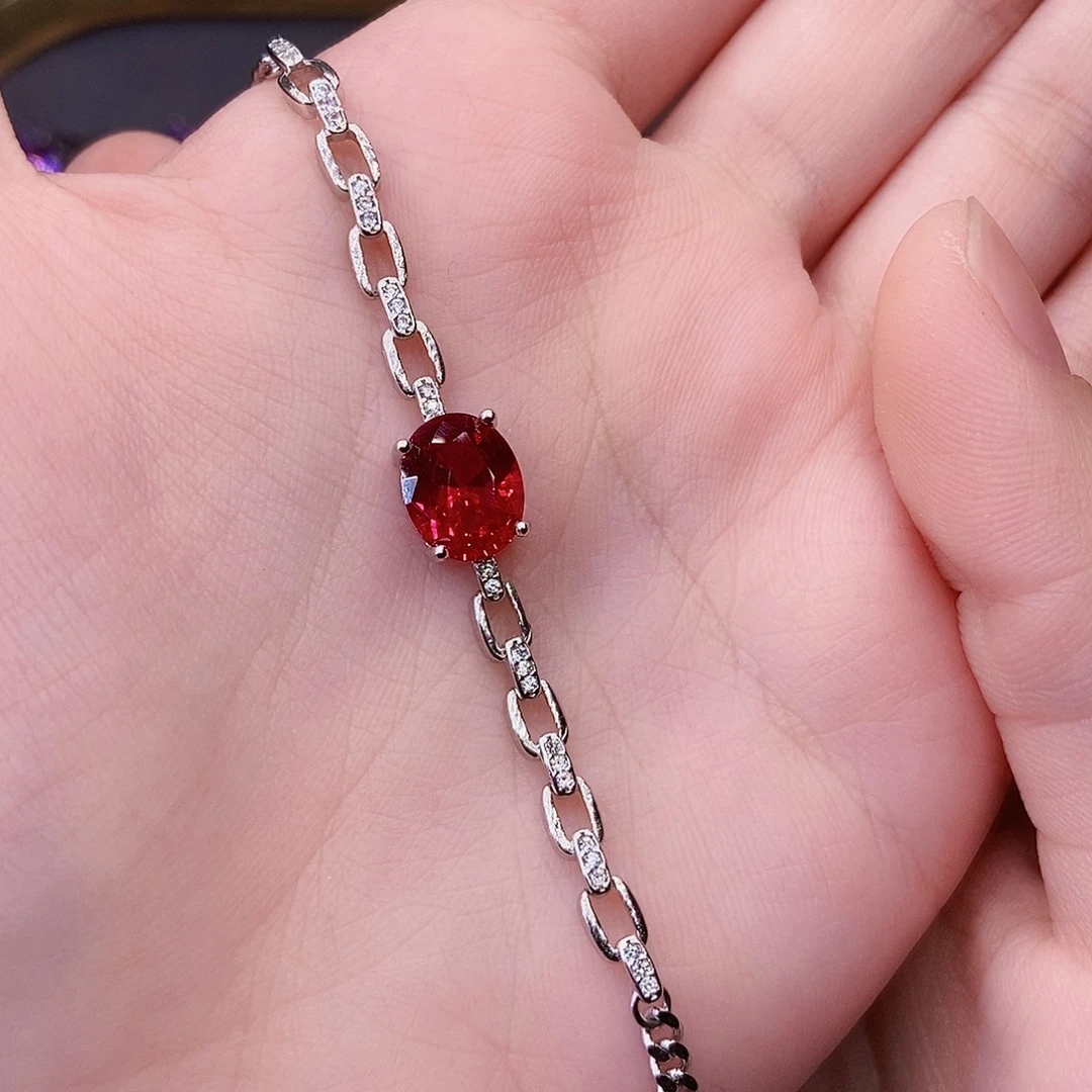 手链银S925镶嵌红宝石