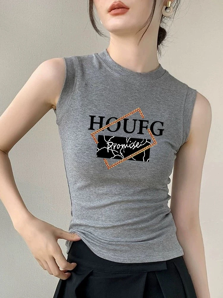 宽肩带遮副乳灰色西装内搭上衣背心打底女春夏季圆领修身无袖T恤