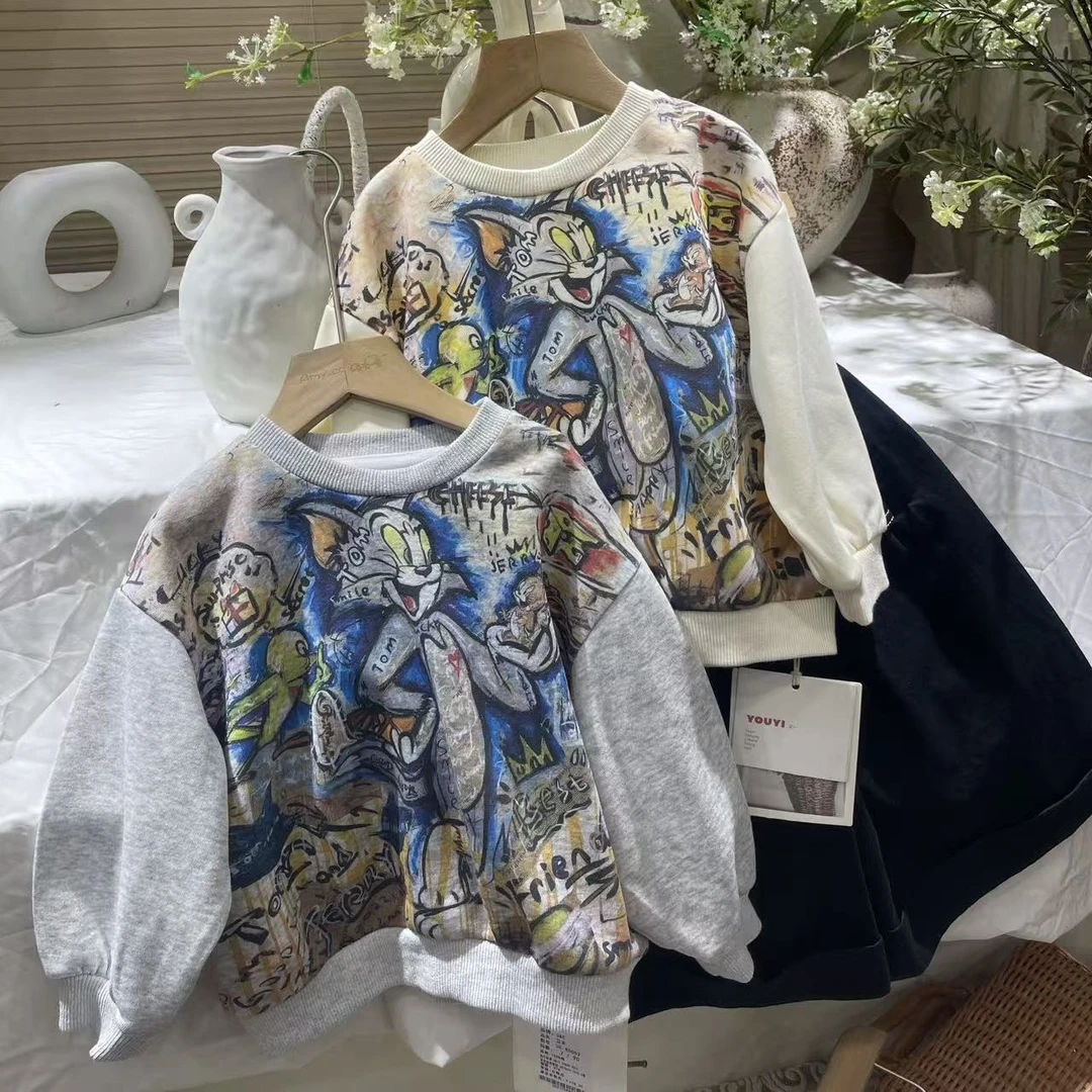 B3-7。85052秋款童装印花卫衣欧美风长袖卡通风