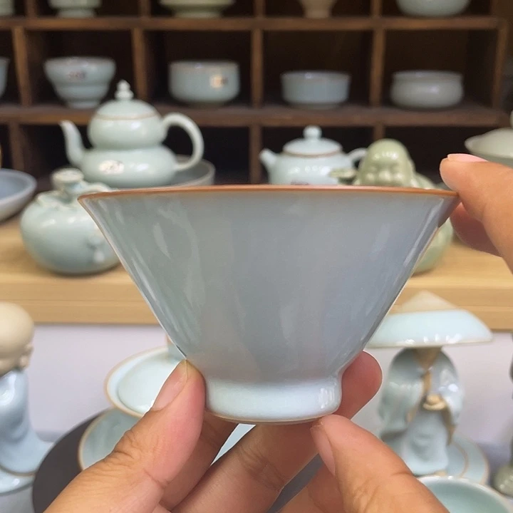 杯子汝窑斗笠杯半手