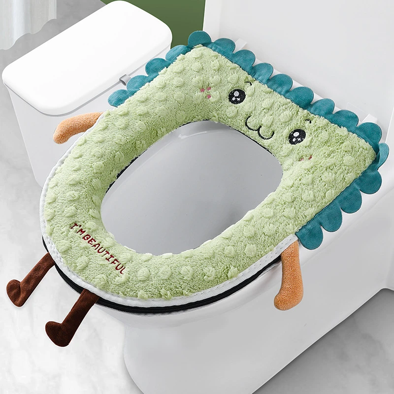 可爱毛茸马桶坐垫家用耐脏拉链式马桶垫子加厚拉链款坐便器套圈冬