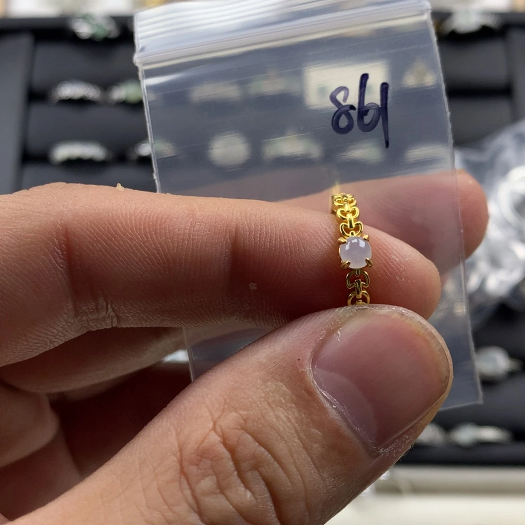 S***a翡翠银S925镀金镶嵌戒指861