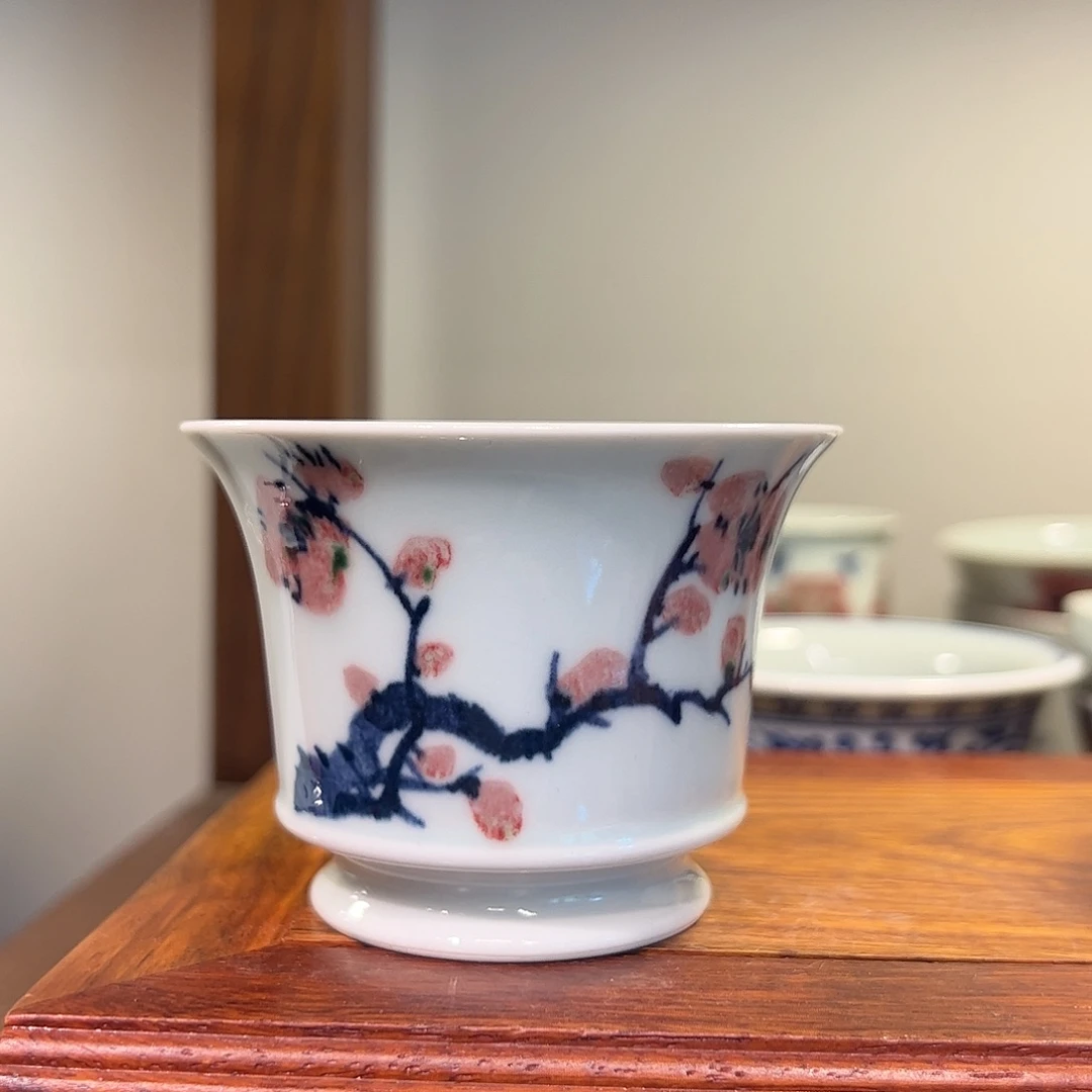 青花釉里红色差放漏主人杯100cc