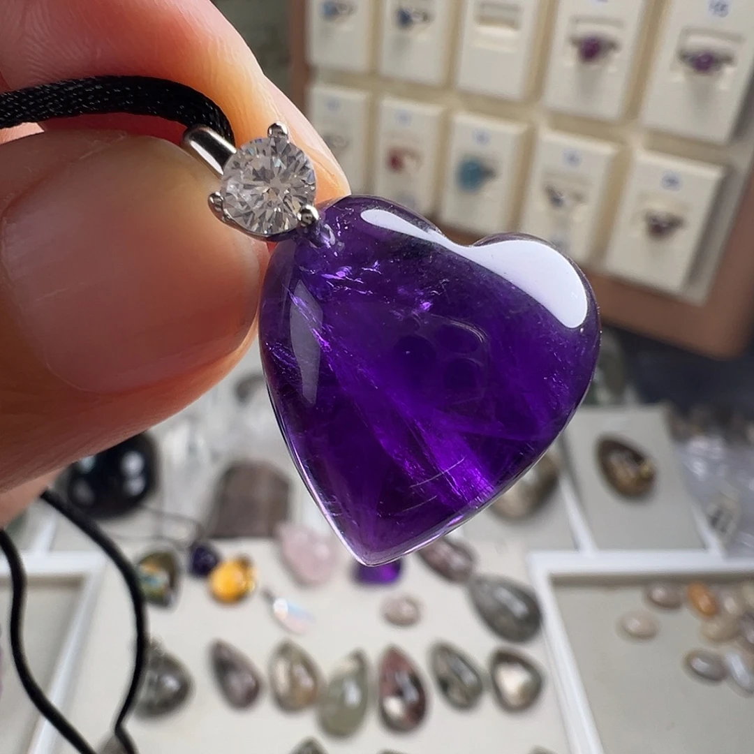 颈饰银S925镶嵌紫晶天然紫水晶