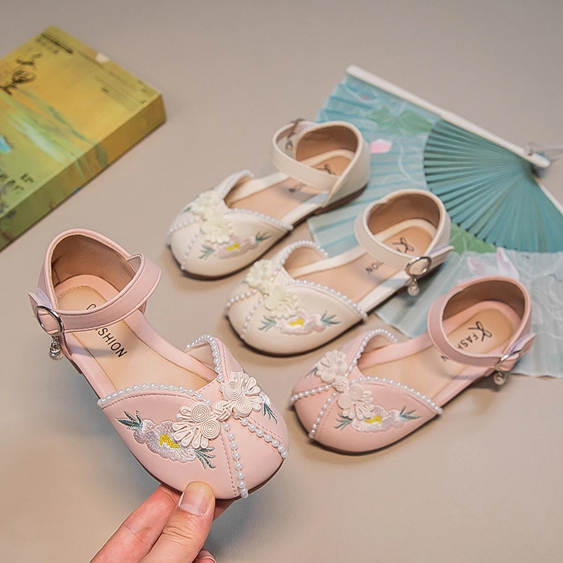 女童童鞋公主鞋软底皮鞋小香风单鞋夏季新款百搭蝴蝶结凉鞋学生潮
