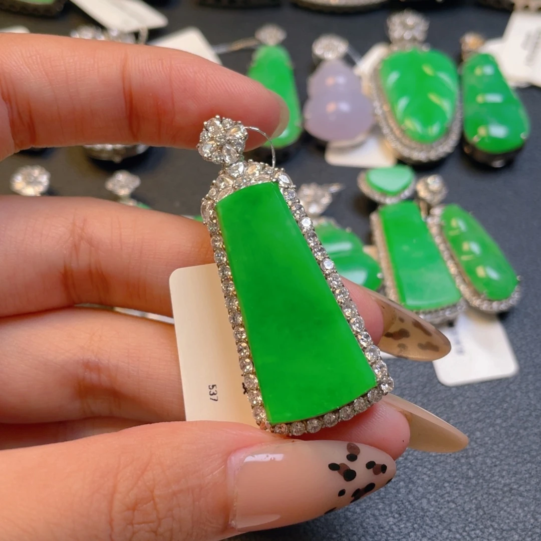 翡翠银S925镶嵌吊坠(不含链)