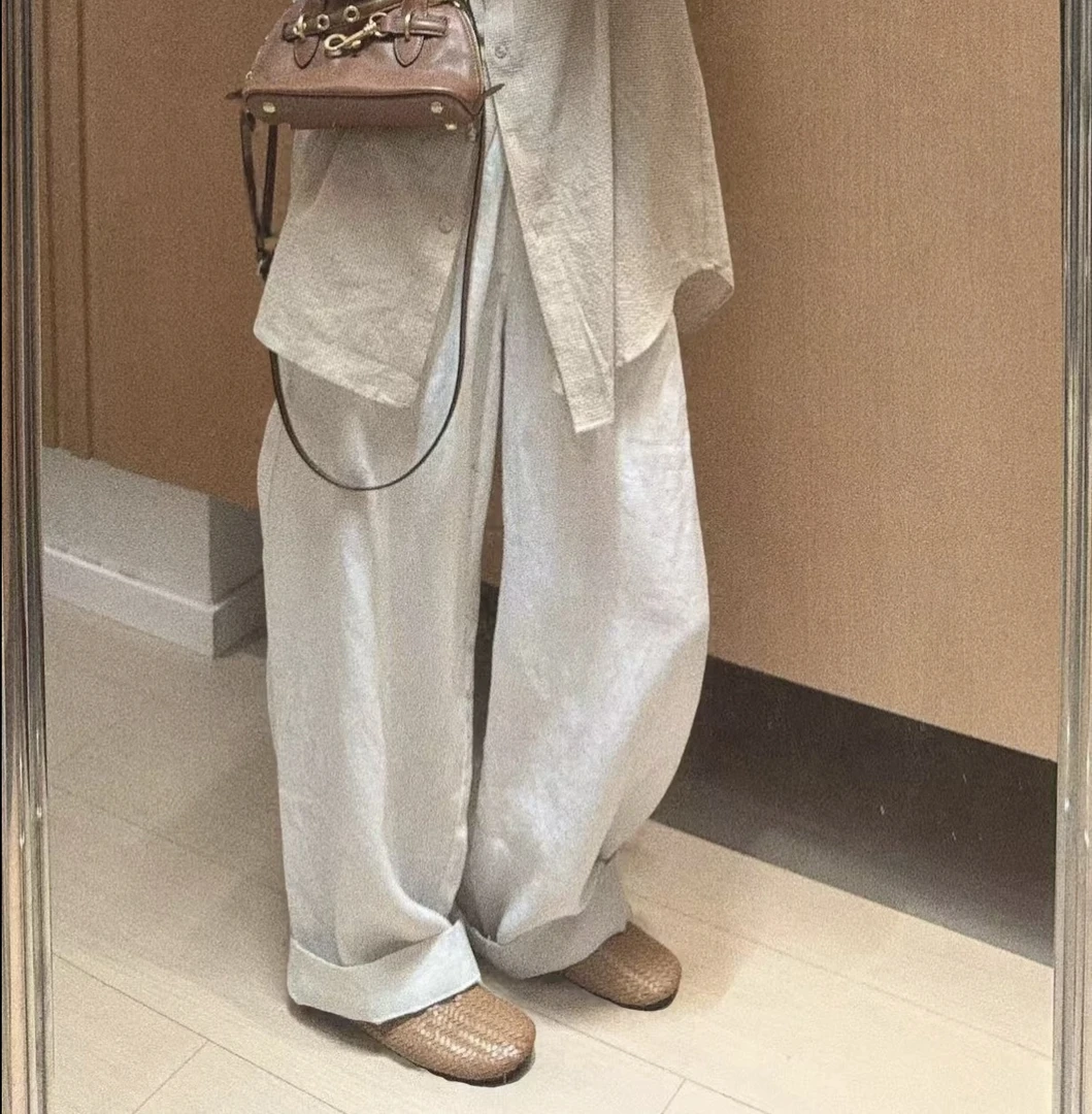 LIS&AZ-松紧腰亚麻休闲裤XB32215