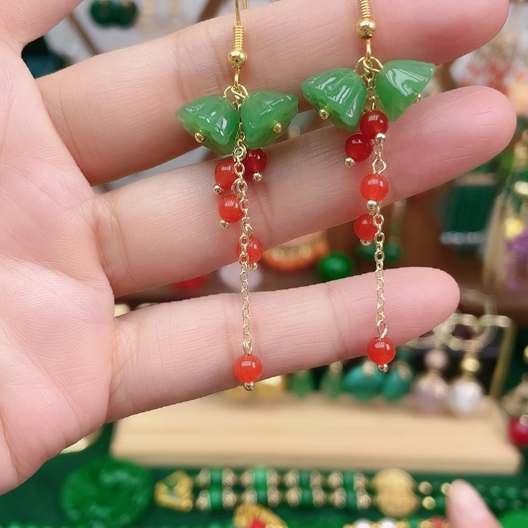 玛瑙/玉髓合金耳饰