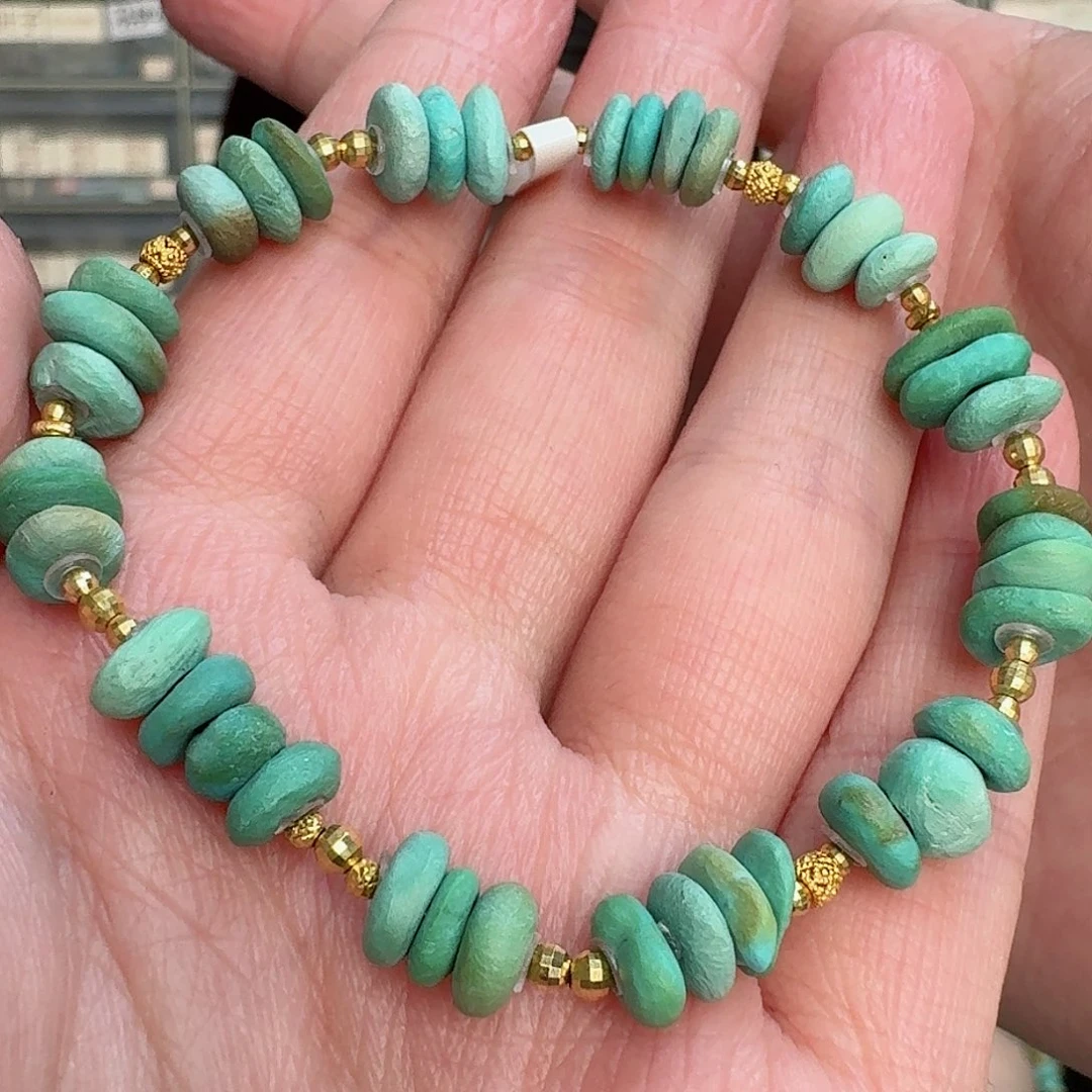 绿松石珠宝奇石18K金镶嵌