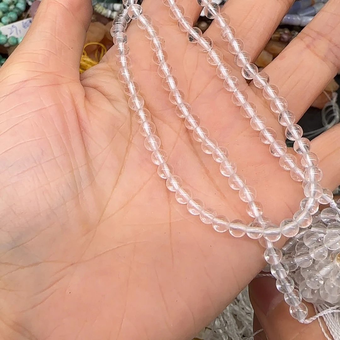 玛瑙/玉髓合金珠宝半成品白水晶4mm一条