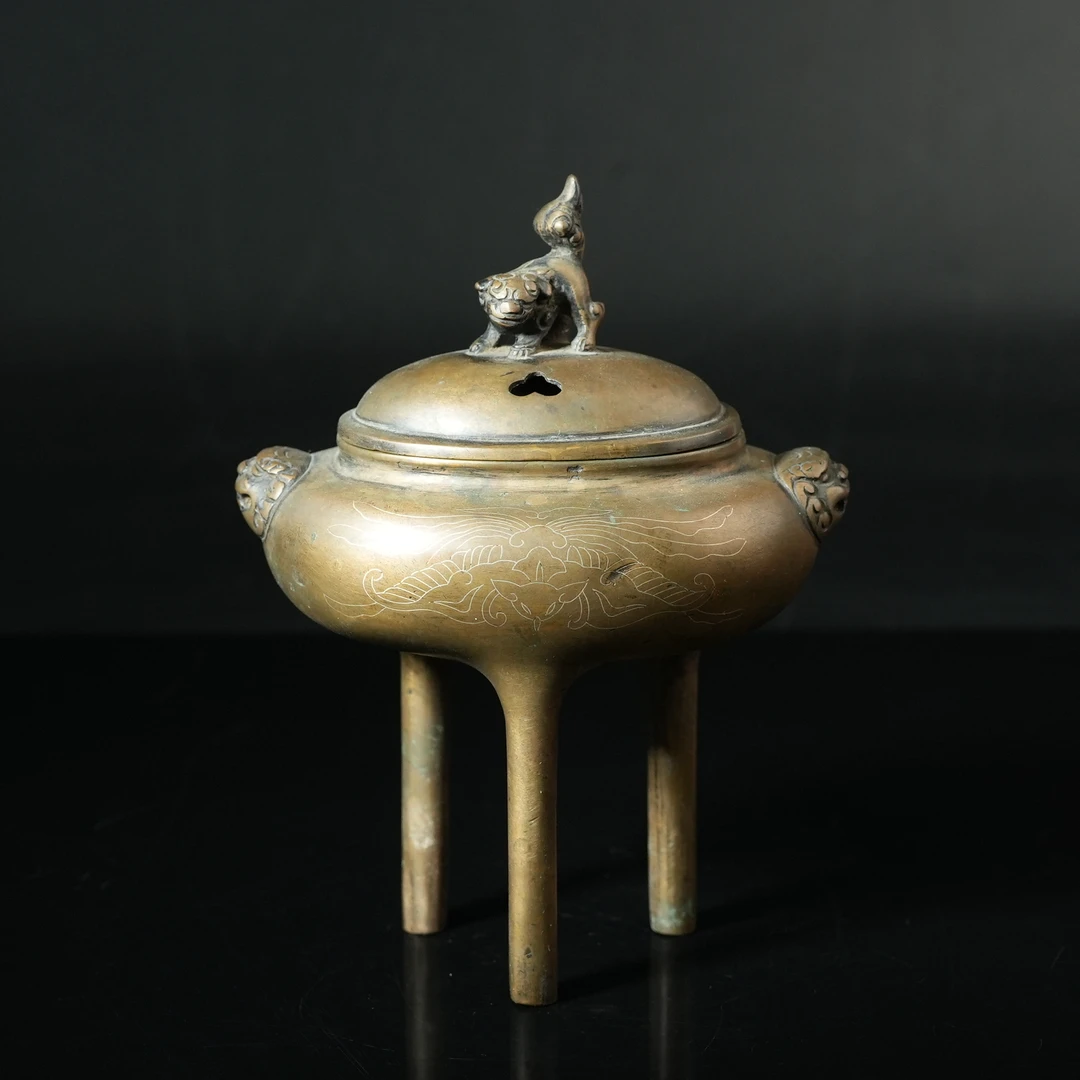 清代石叟款错银铜香薰【铜杂精选】AAJJ2410141009