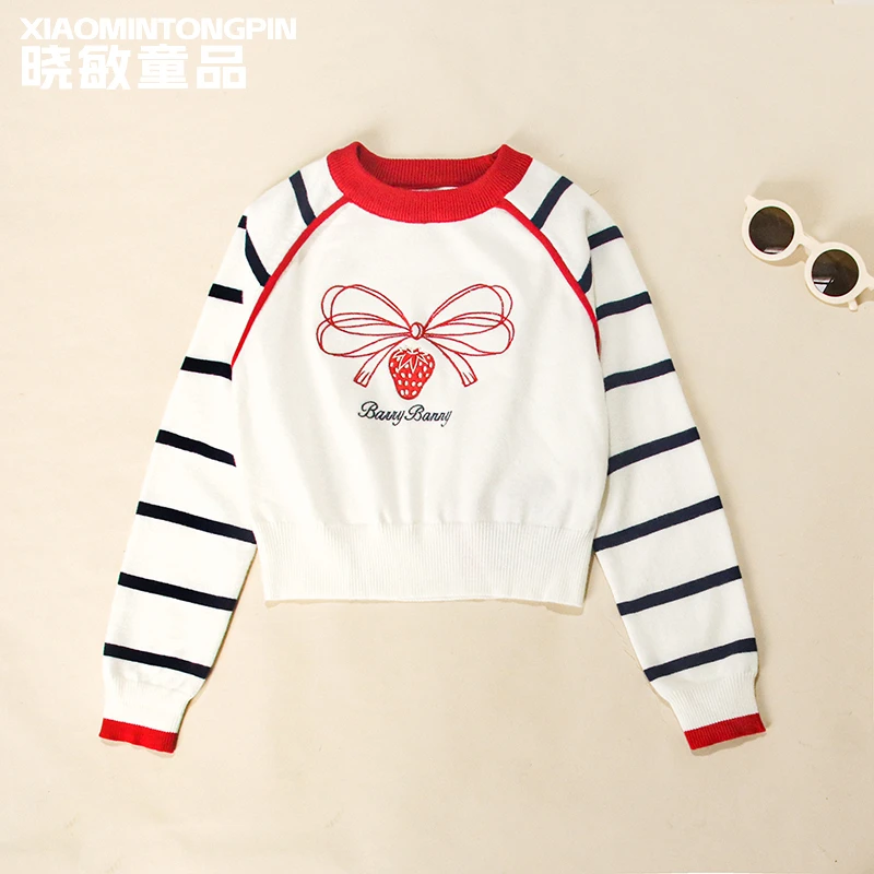 蝴蝶结条纹毛衣3C3980