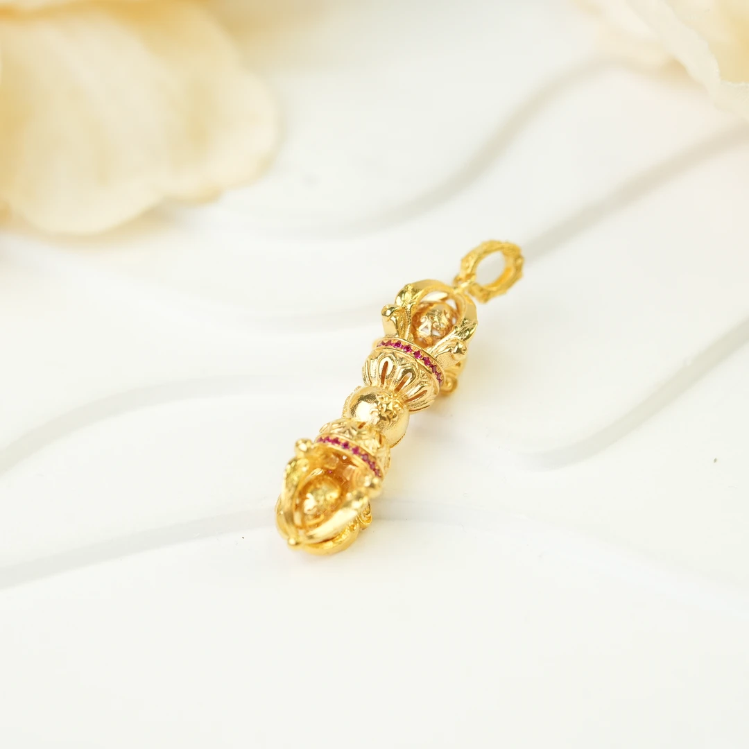 【云中意】18K金莲师金刚杵配件-多样性发货-qyk