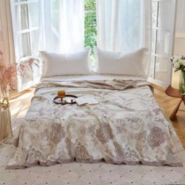 【拾つき未央】床盖-纤腾吉-棕-200 *230cm高定轻奢双人床盖简装