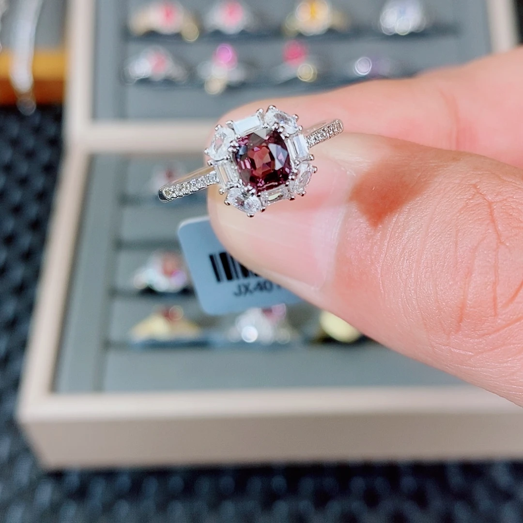 尖晶石戒指银S925镶嵌