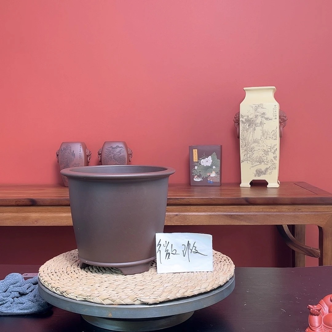 紫砂花盆清****楼紫泥微瑕