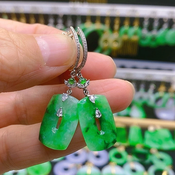 翡翠耳饰18K金镶嵌耳坠