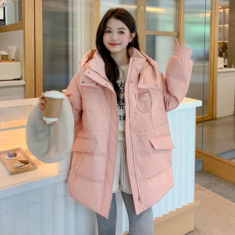 羽绒服女款爆款2025新款冬季胖MM大码韩版宽松时尚防风白鸭绒外套