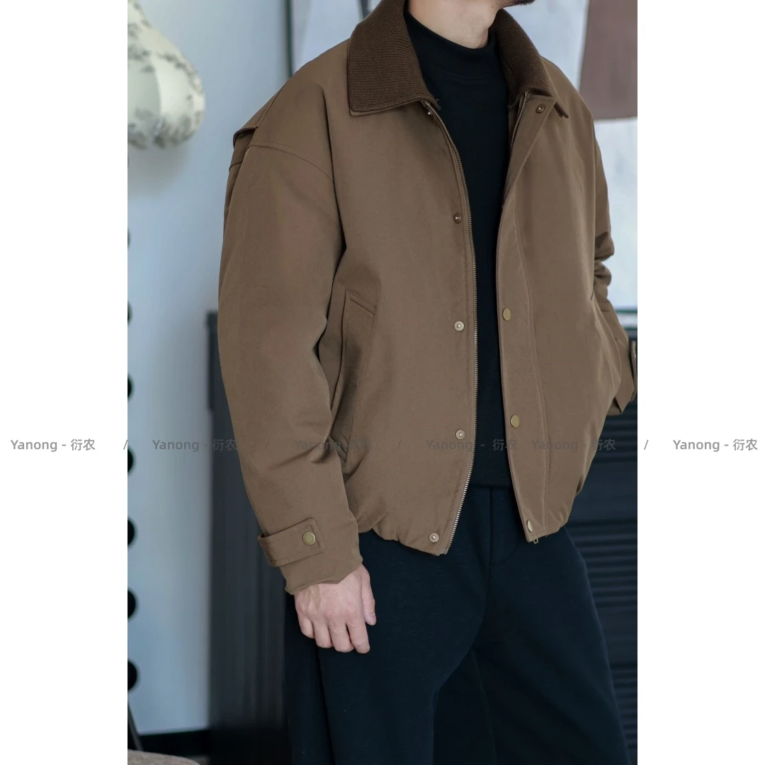 巴恩风90绒羽绒服男翻领防风冬季新款简约保暖工装休闲夹克外套