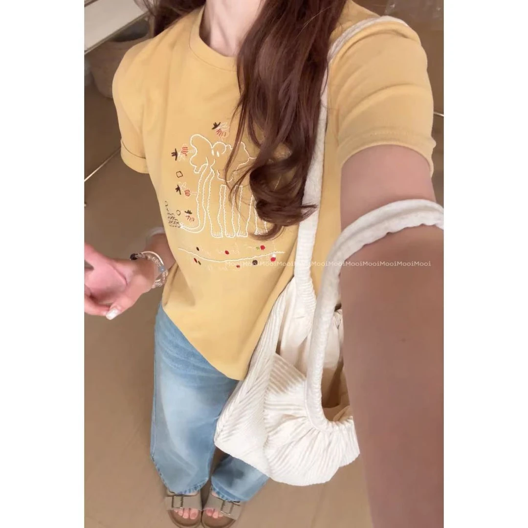 【mooi】'小笨象'春夏新款韩版ins风小众设计感T恤
