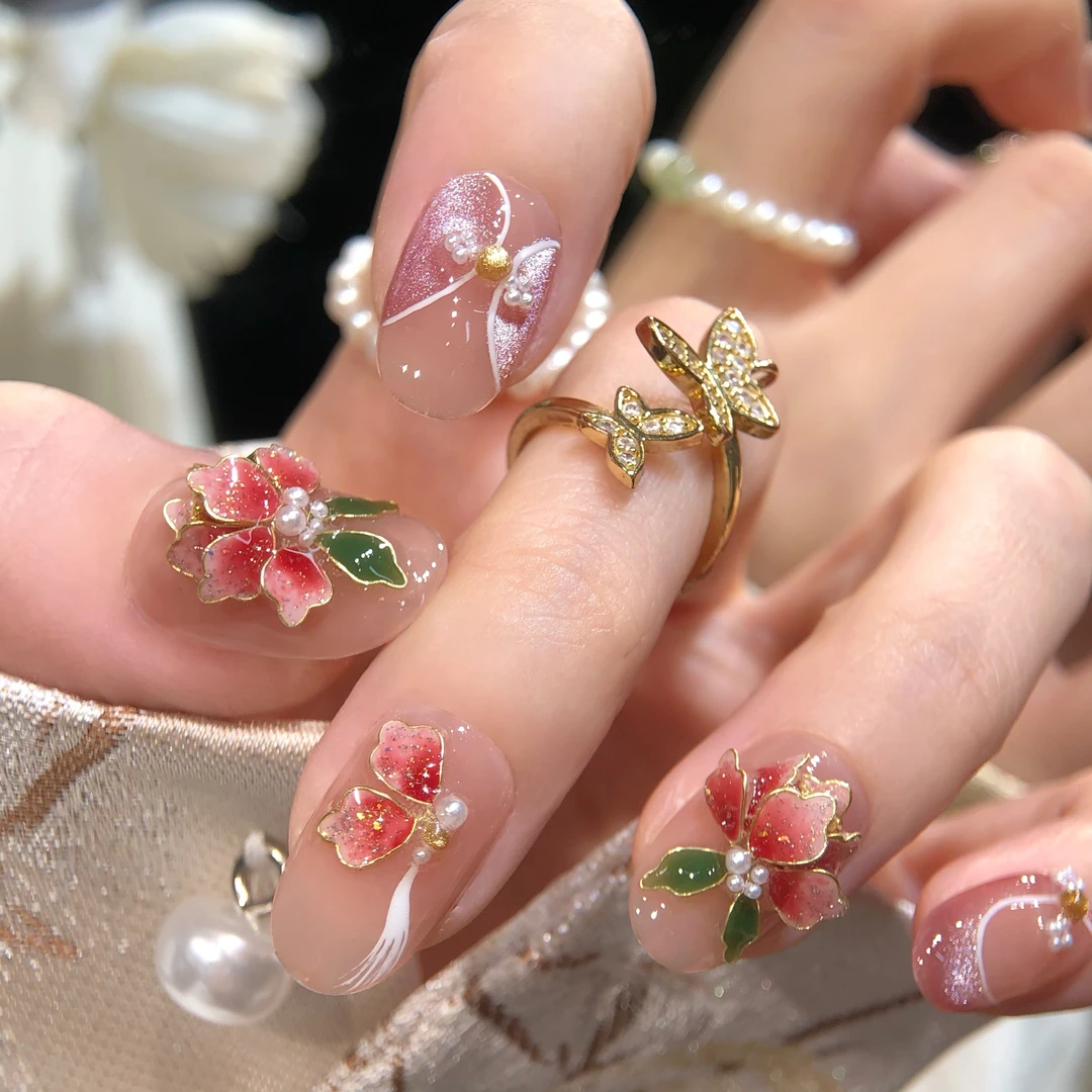 喵公子【国色芳华】【设计师款】纯手工穿戴甲可拆卸美甲光疗甲