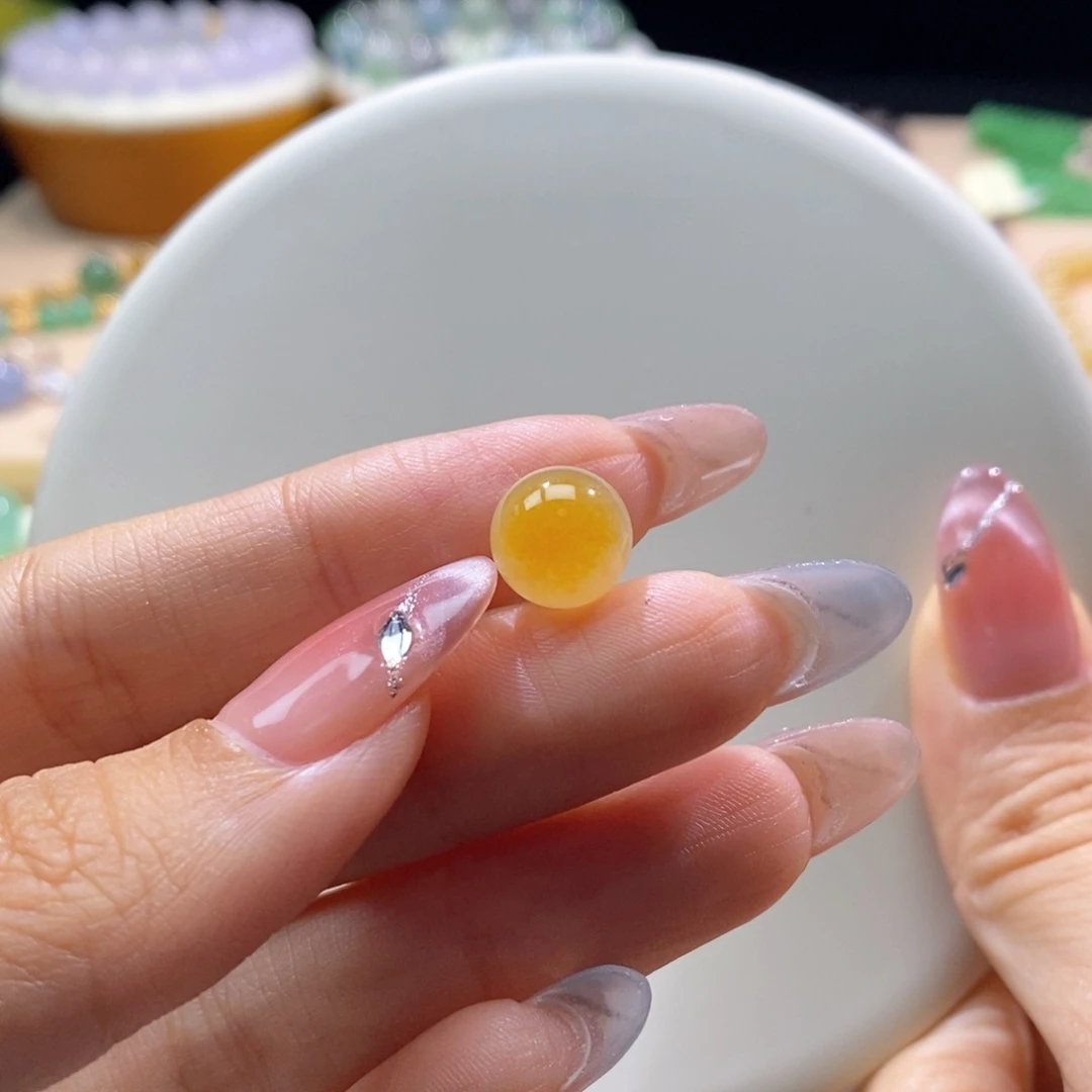 颈饰未镶嵌翡翠翡翠鲜橙黄圆珠10.18mm