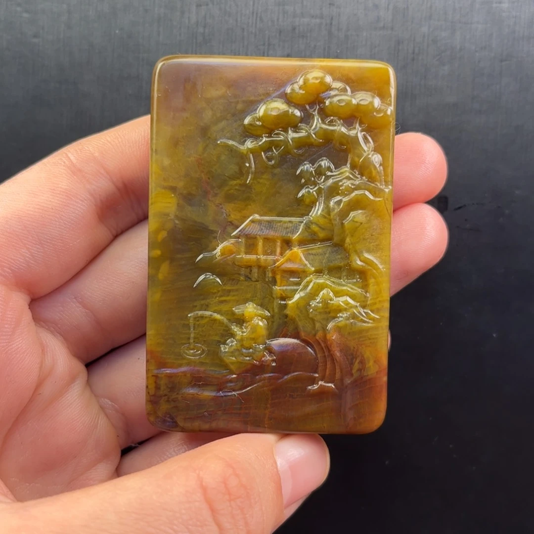 石英质玉黄蜡石吊坠合金用*