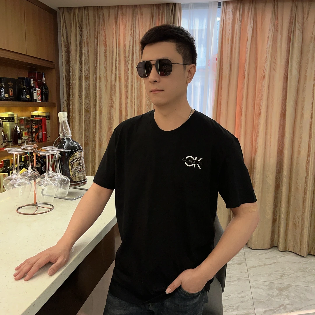 【阔版】2025夏季男士新款潮流图案字母印花上衣时尚短袖T恤7710