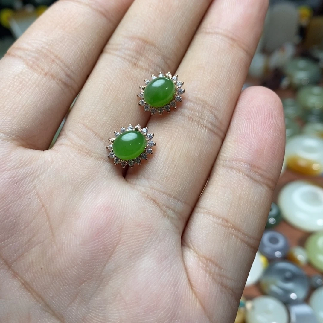 和田玉银S925镶嵌吊坠(不含链)无*