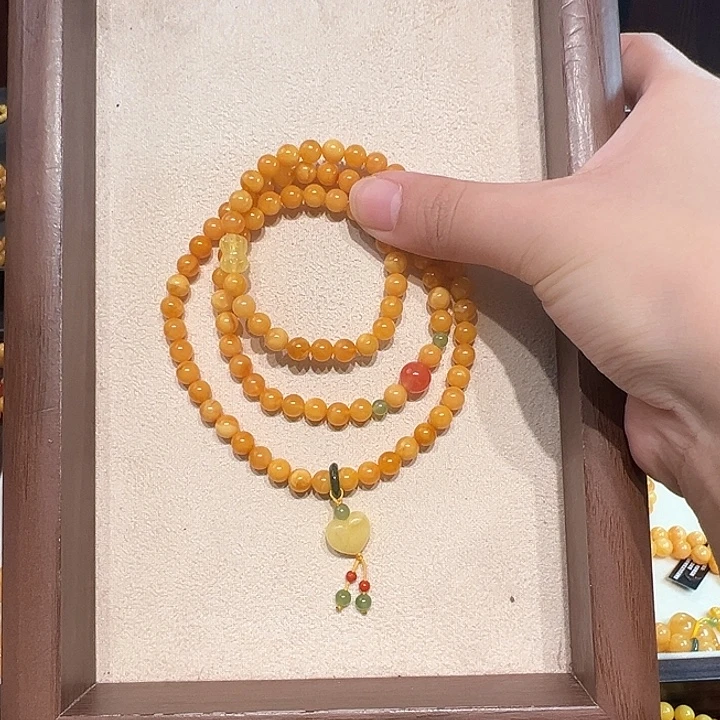 蜜蜡未镶嵌手链6mm蜜蜡手串