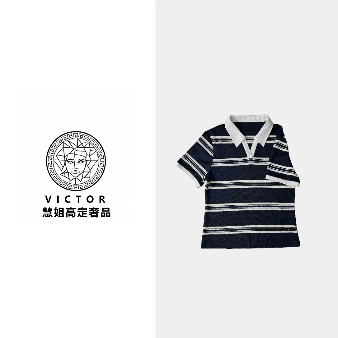 【慧姐专属】新款百搭圆领条纹洛家短袖T恤女HJ023