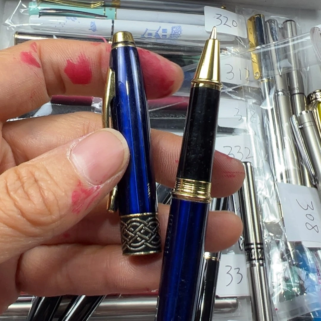 便携式宝蓝色全铜宝珠笔