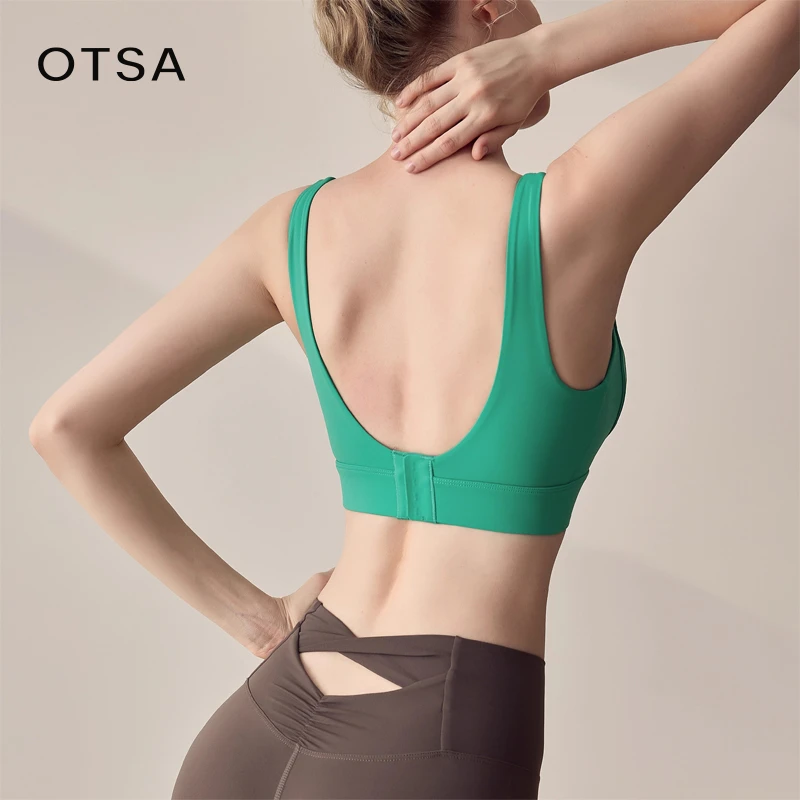 【OTSA】运动内衣女一体式高强度防震瑜伽背心U型美背健身文胸941