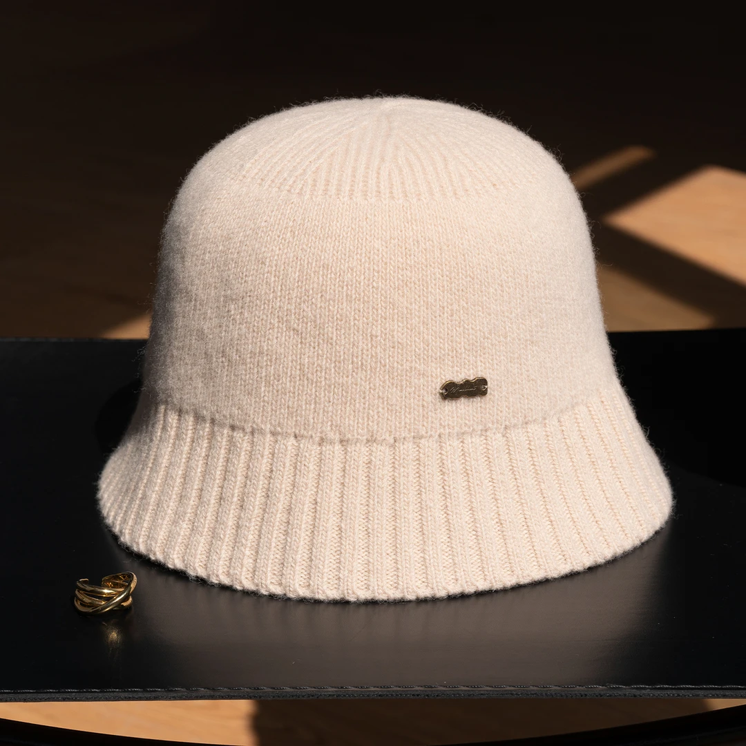 疯帽子 简约纯色羊毛针织渔夫帽 时尚百搭秋冬保暖盆帽显脸小25新