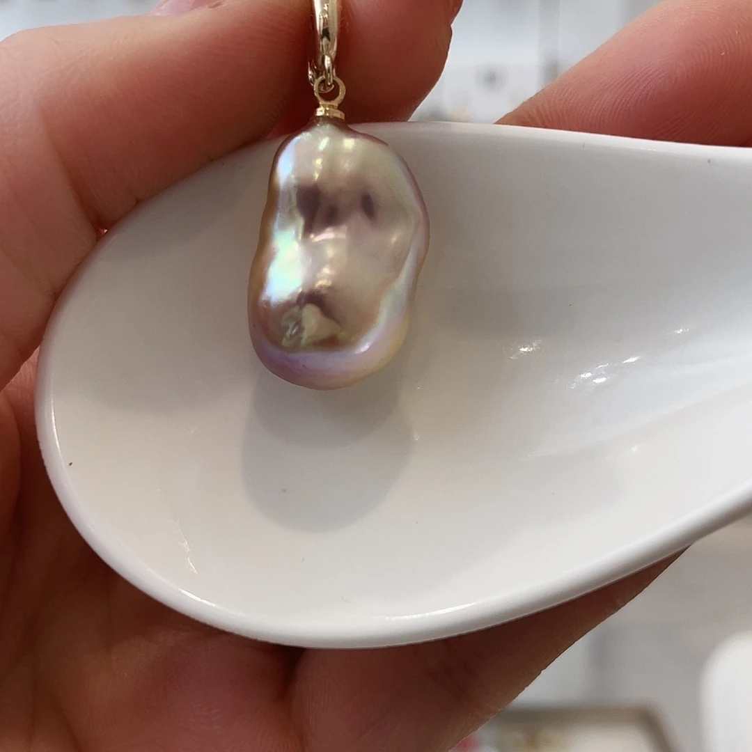 淡水珍珠天然珍珠巴洛克银S925镶嵌