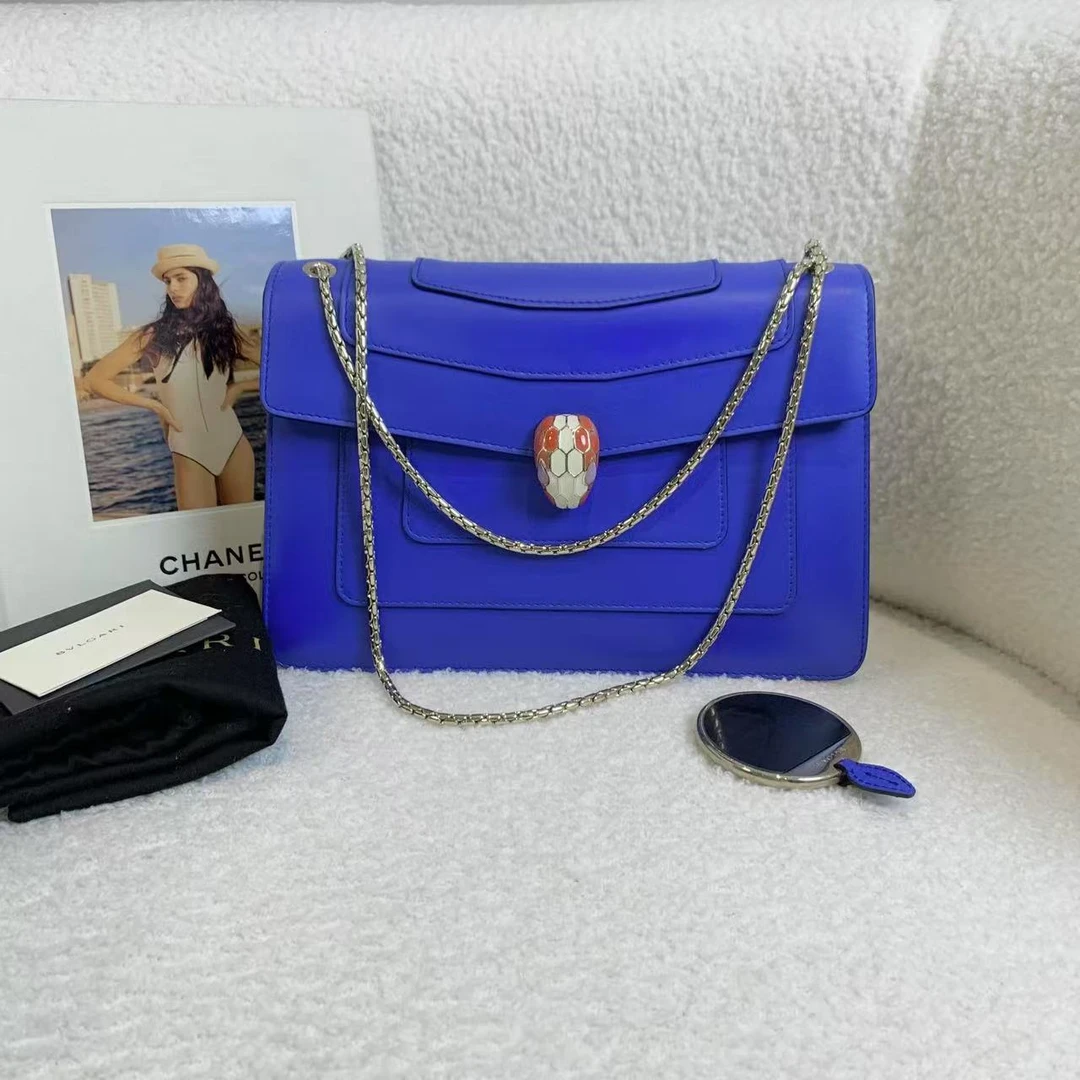 99新 BVLGARI/宝格丽 壹臻/深蓝色珐琅包中号 94259935