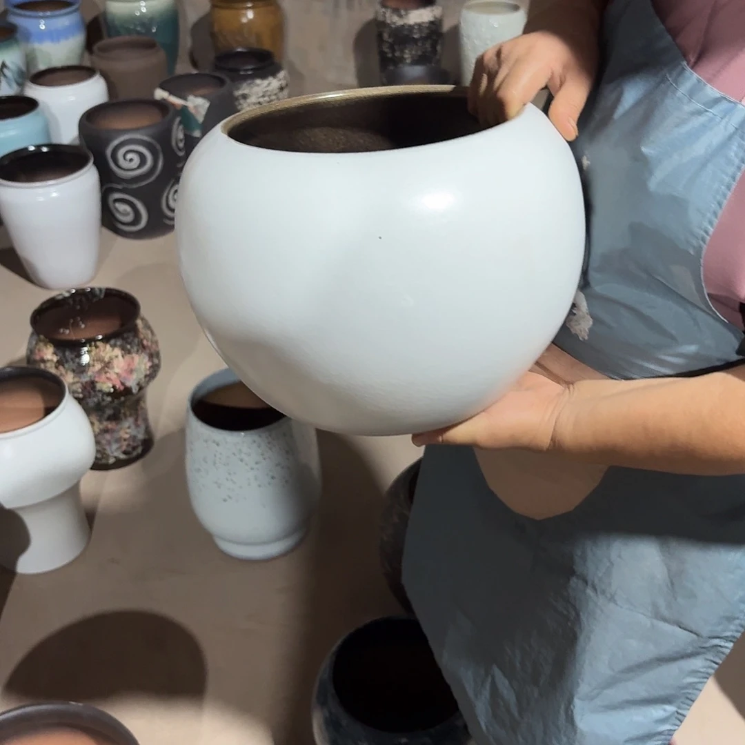 紫砂花盆口21高23