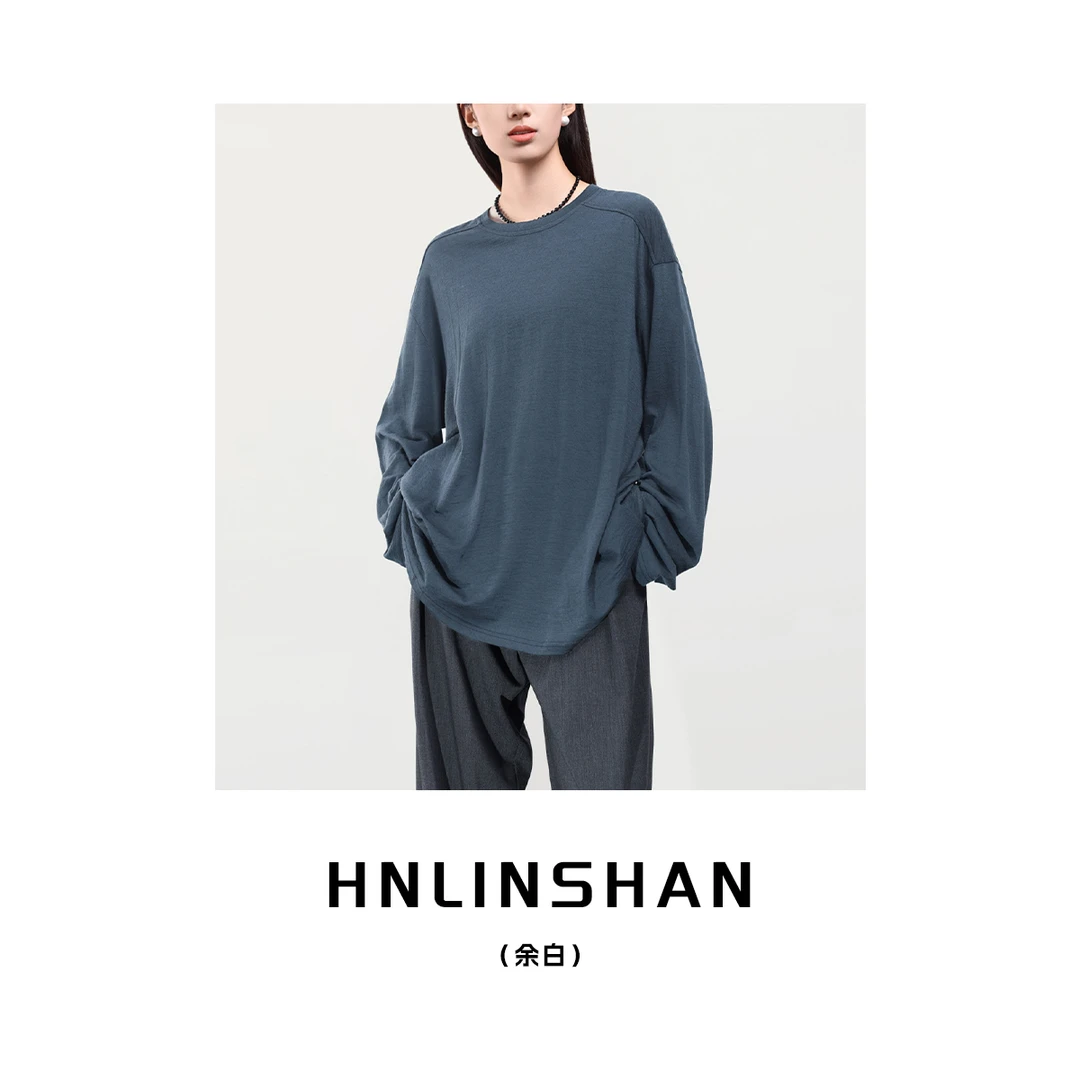【清】【余白】24新款软糯ROw风宽松极细羊毛大T恤LS30419218