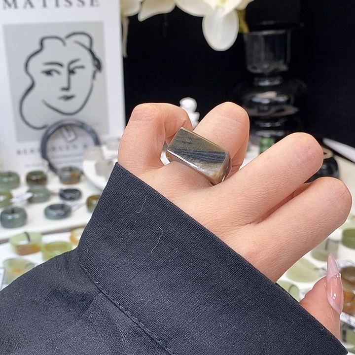 和田玉（糖玉）未镶嵌戒指Z102妖花马鞍17.2