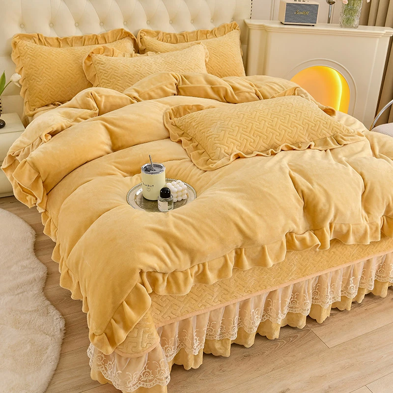 11斤床盖秋冬加厚保暖牛奶绒四件套被套床单家用床上用品南通家纺