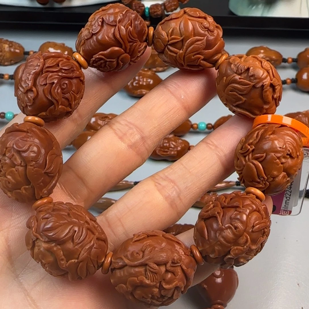 橄榄核手串/手链2.1尺寸铁核牡丹花